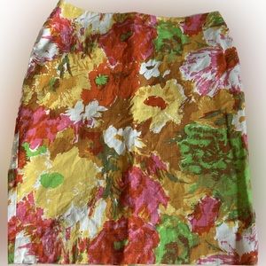 Talbots watercolor fall floral print skirt
